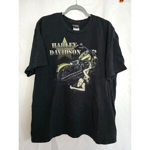 Harley Davidson Mens Black Graphic Tee Barnett El Paso Texas Motorcycle Pinup XL